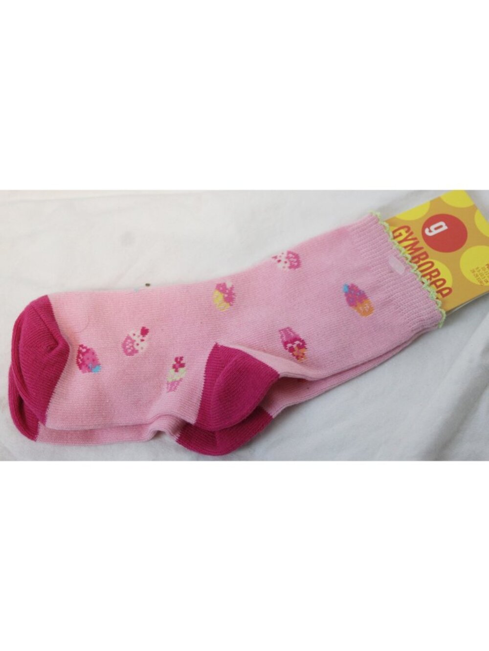 2003 Gymboree Sweet Cupcake Pink Socks sz 4-5 yrs Medium 10-11 Shoe Scallop Edge